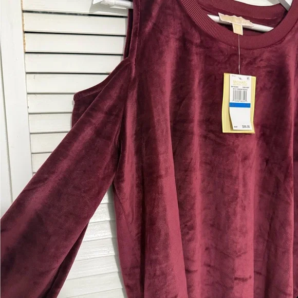 Michael Kors Rich Burgundy Cold Shoulder Blouse - Picture 3 of 3